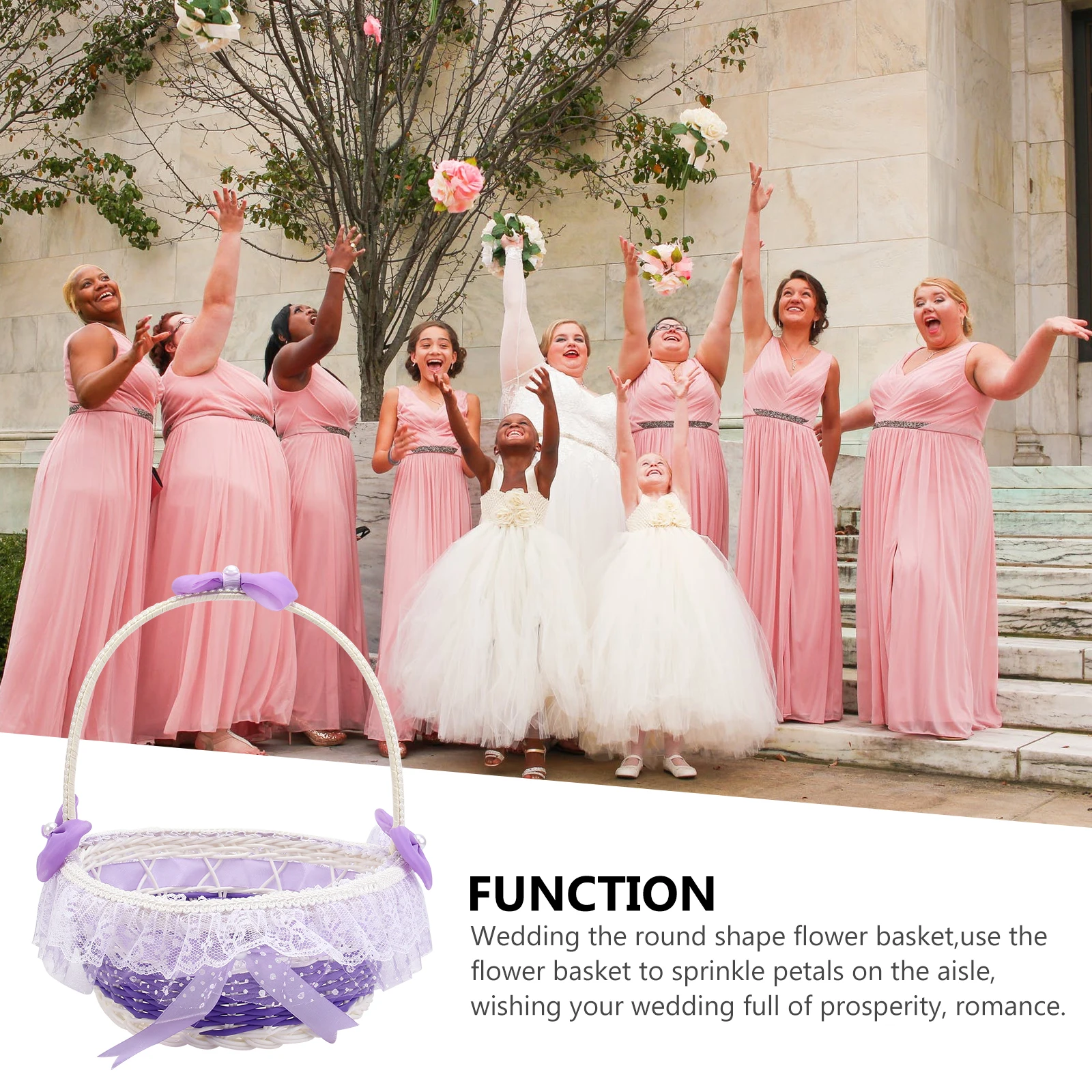 

Wedding Flower Baskets Lace Round Basket Delicate For Bridal Petals Banquet Party Event Decoration Lightweight Portable Reusable