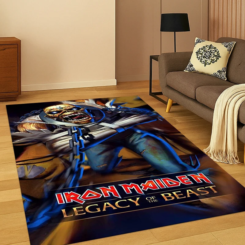 3D I-Iron Maiden Metal Band Carpet Rug for Bedroom Living Room Sofa Playroom Doormat Home Decor,Kid Game Area Rug Non-slip gift