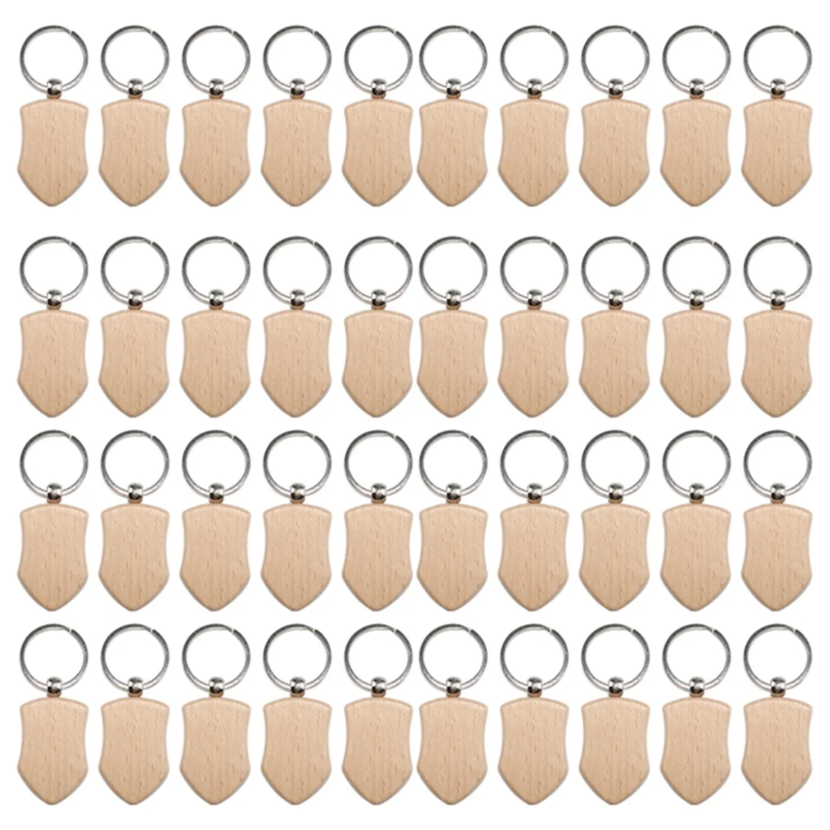 50 Pieces Blank Wooden Key Tag Key Engraving Blanks Unfinished Wood Keychain Key Ring Key Tags for DIY Crafts Style 3