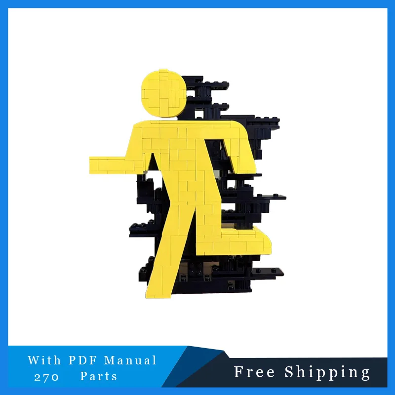 

270. Детали MOC «Бегущий человек из аварийного выхода», знак «сделай сам», модель, строительные блоки, кирпичи, креативная игрушка, подарки на день рождения, Рождество