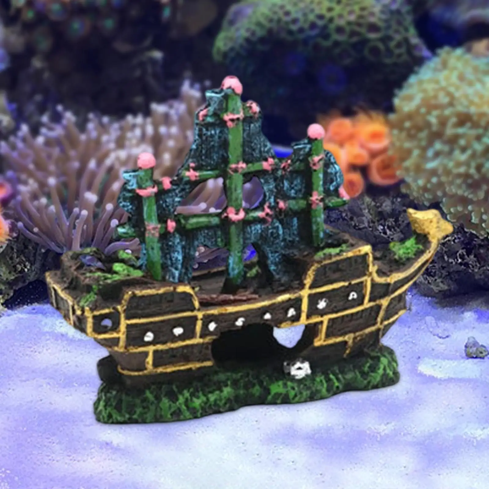Decoração de naufrágios para aquário, estátua de barco, acessórios criativos, esconderijo, fornecimento para animais de estimação