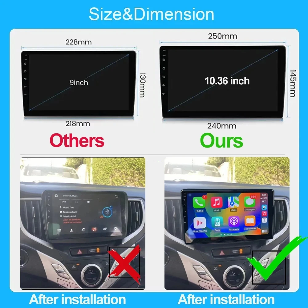 10.33 Inch Android 14 Car Radio For Suzuki Baleno 2016 - 2019 Multimedia Video Player Stereo GPS Navigation WIFI 4G  Carplay DSP