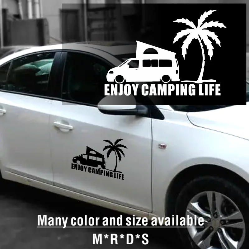 

Enjoy camping life Palm Tree Car Sticker, Decorative Car Stickers, Vinyl Adhesive Window Stickers, Car Windshield Appliques #184
