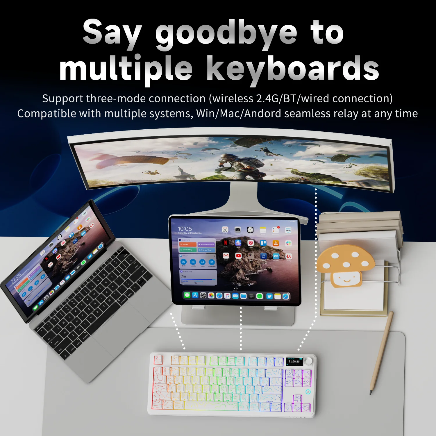 El teclado mecánico para juegos Ajazz AK870 V2 es un teclado para juegos por cable RGB asable en caliente adecuado para diversos escenarios en computadoras portátiles