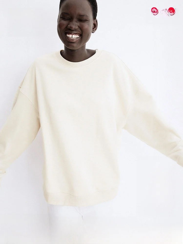 

Женский свитшот H&M весенней коллекции с круглым вырезом, мягкий, свободного кроя, из комфортной хлопково-полиэстеровой смеси, модный уличный стиль