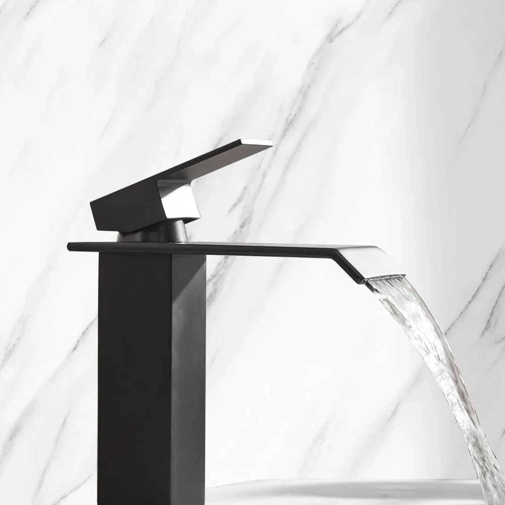 Waterfall Spout Bathroom Faucet Single Handle Bathroom Vanity Sink Faucet