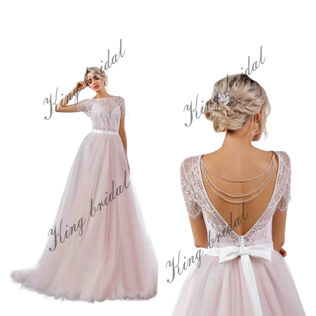 Lace Tulle Wedding Dress Beaded Sweetheart Bridal Gown Custom Backless Bridal Dress Custom A Line Bridesmaid Boho Bridal Dress