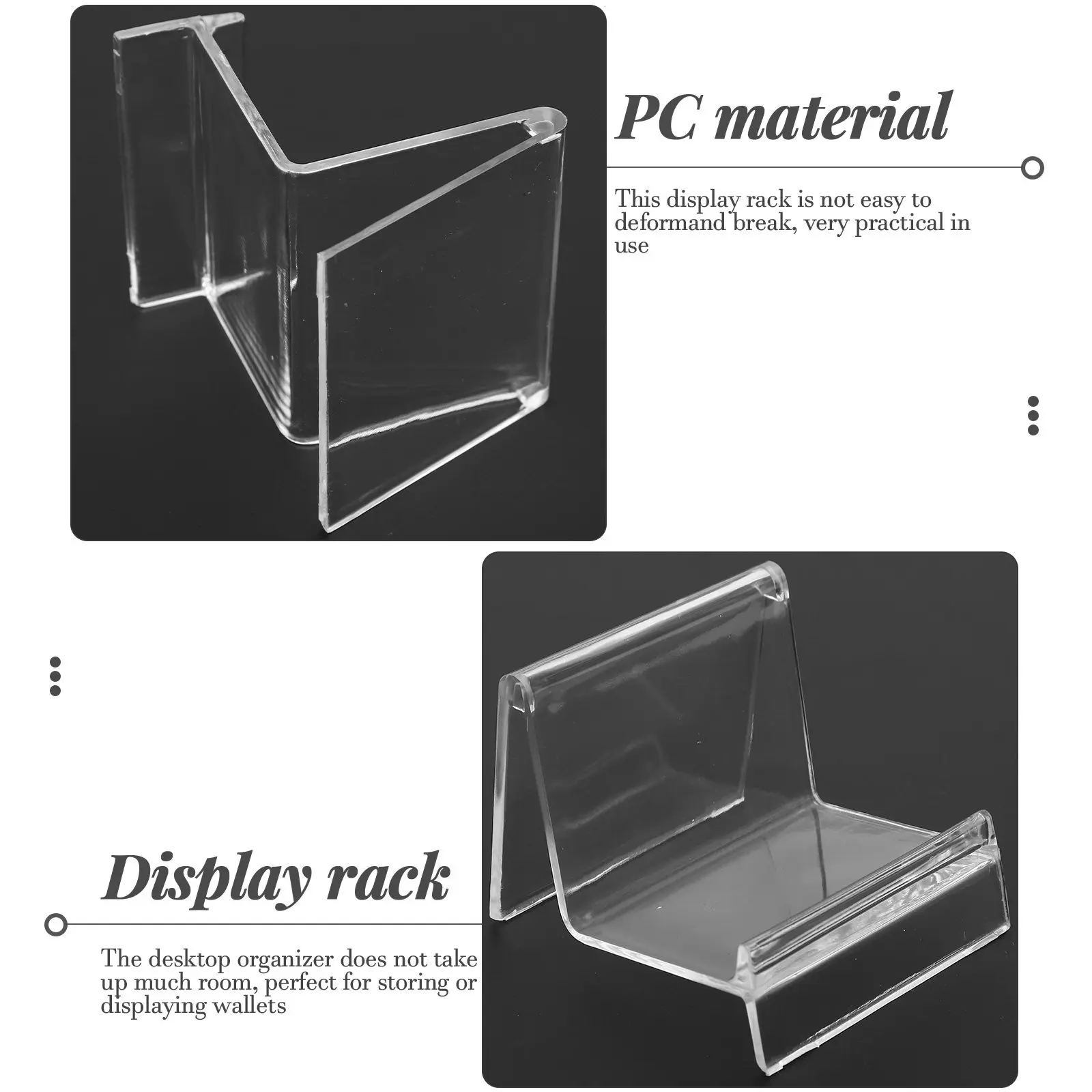 

Набор из 5 прозрачных пластиковых подставок-органайзеров для кошельков, телефонов, ювелирных изделий и бизнес-аксессуаров с обзором на 360 градусов