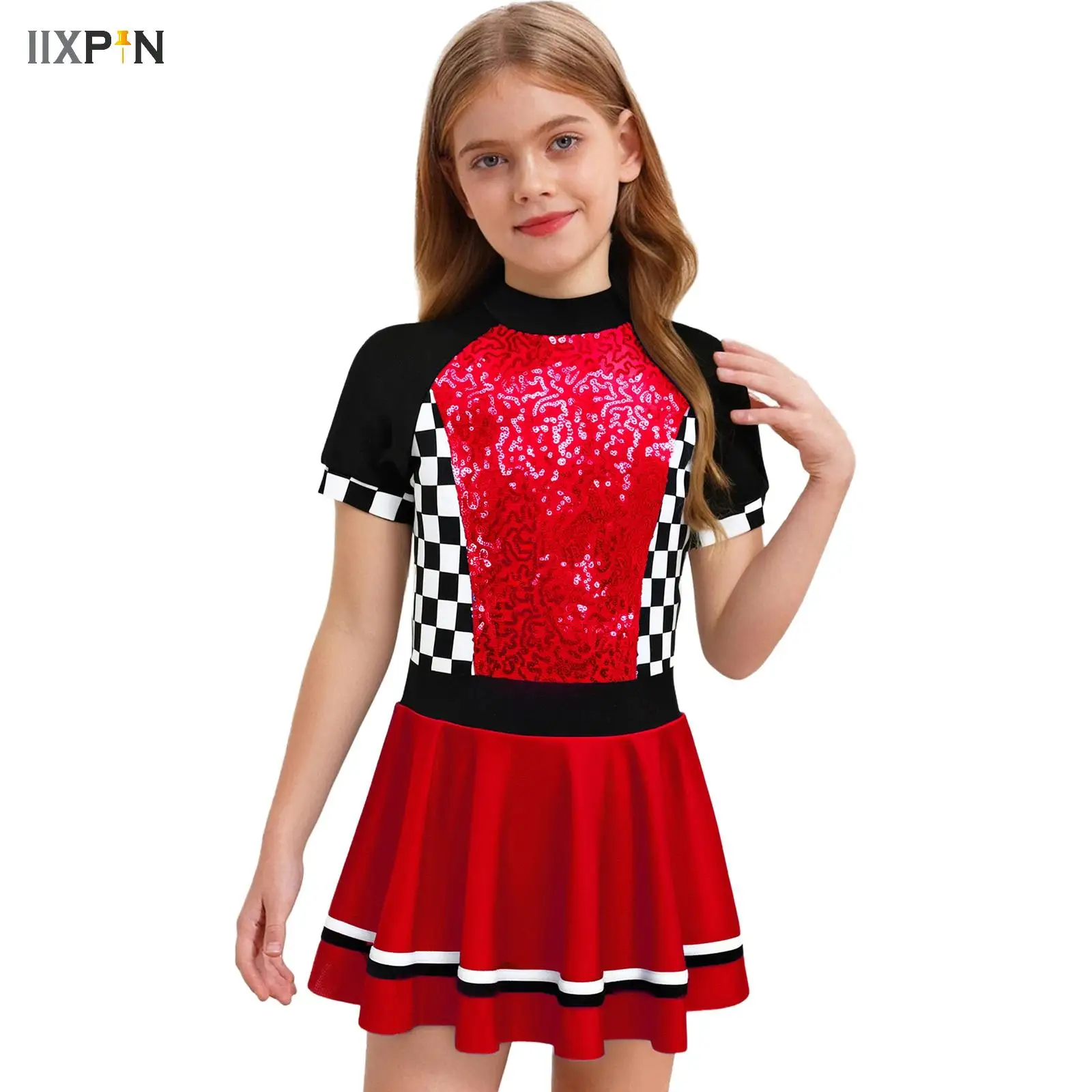 

Girls Race Car Driver Tutu Dress Halloween Queen Racer Dance Stage Performance Costume Halloween Themed Party Pole Play Dress Up