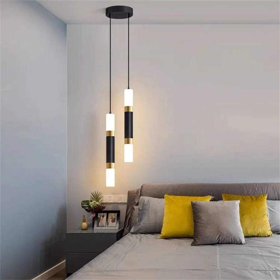 

Acrylic Long Tube LED Pendant Lights Minimalist Restaurant Cafe Bar Pendant lamp living room Bedside Long Line Hanging Lamps