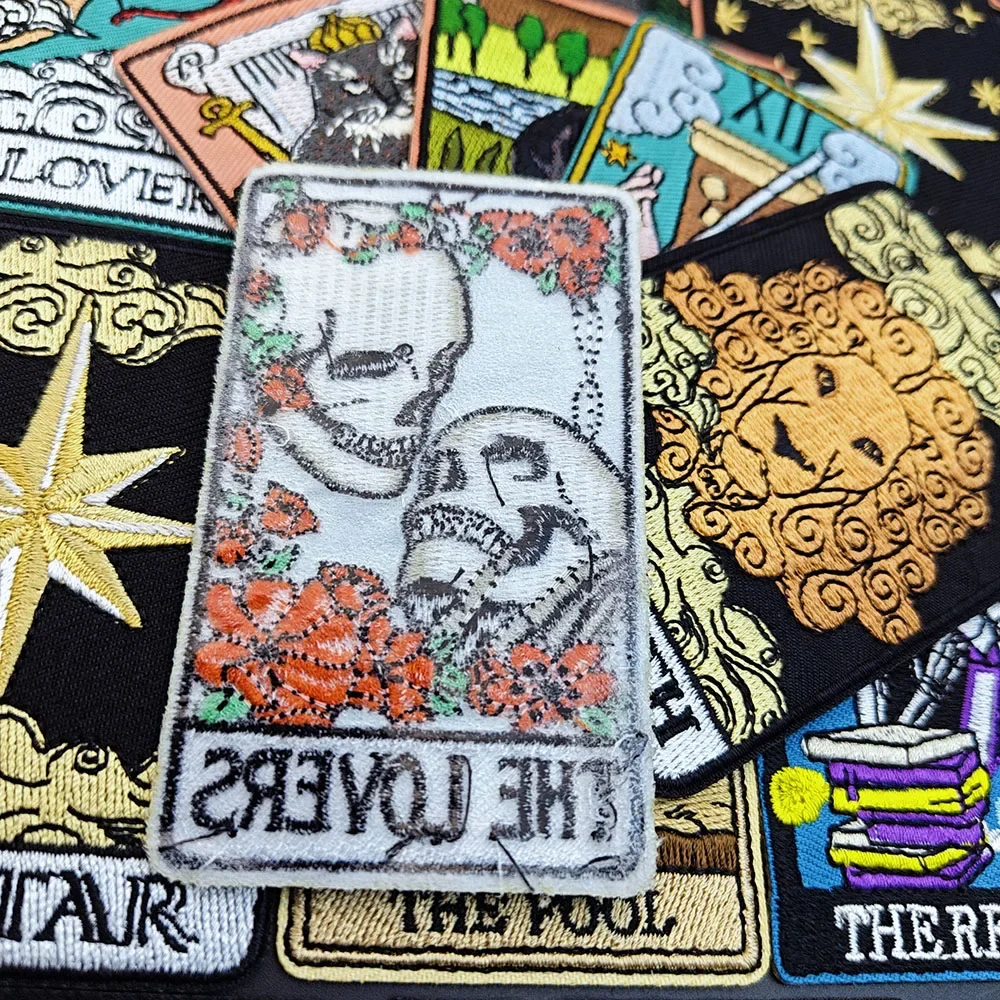 Cartoon Embroidery Patch Cat Cupid Tarot Iron on Patches Fusible Stickers for Clothes Ironing Badges Jacket Jean Bag Accessories