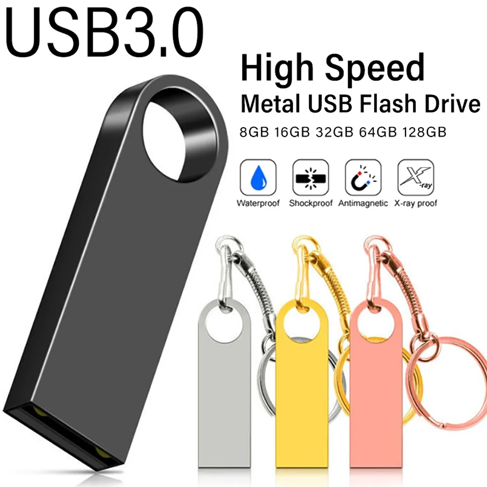 

Hot Sale Metal 3.0 USB Flash Drive 128GB Pen Drive 8GB 16GB 32GB 64GB Memory U Stick 3.0 High Speed Pendrive Key Chain