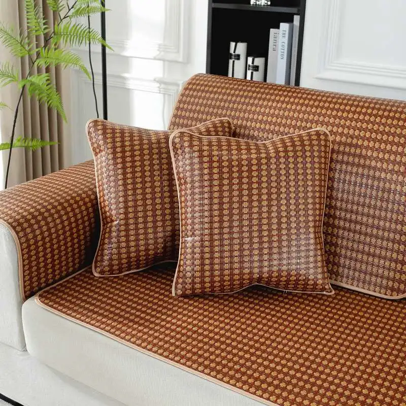 double-sided-wicker-redwood-fabric-sofa-pad-with-backrest-chinese-style-anti-slip-summer-cooling-mat-high-end-sensation