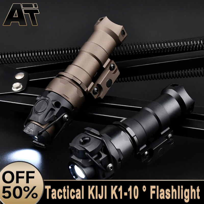 WADSN Tactical KIJI K1-10 ° Metal LED White Light Flashlight Suitable For 20mm Picatinny Rail Hunting Weapon Helmet Scout Light