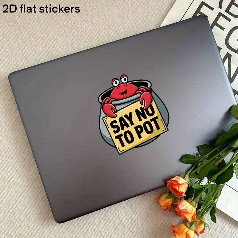 4개/세트 만화 게 모양 '쓰레기를 거부하세요' 데칼 - 노트북, 자동차, 휴대폰용 방수 생생한 스티커 - 유머러스한 스타일 개인화