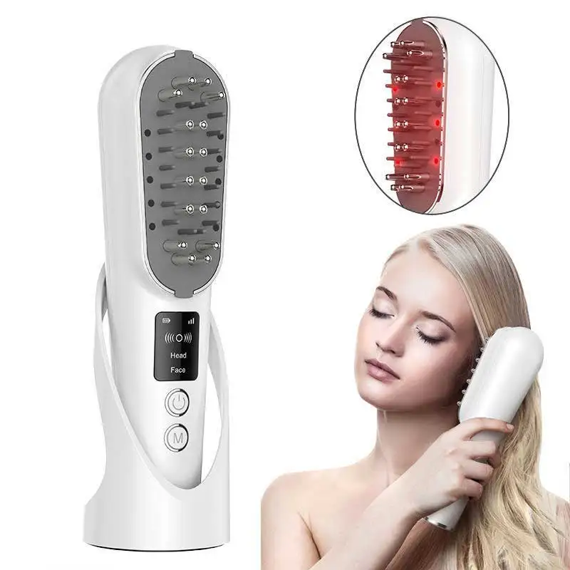 Growth Hair Comb แสงสีแดงเลเซอร์นวดหวี EMS RF Micro-current มัลติฟังก์ชั่นยา Hair Growth Instrument