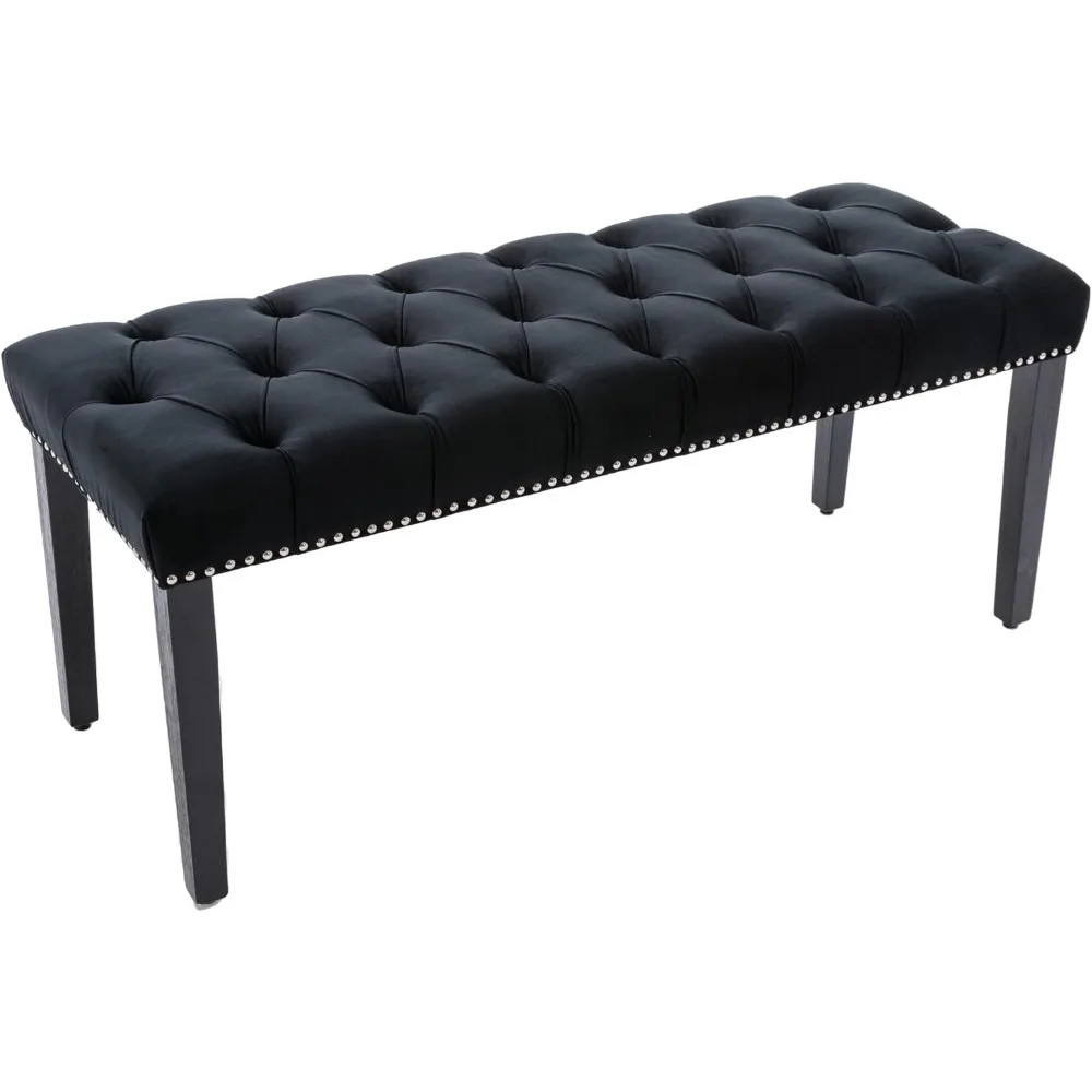 

KCC Button-Tufted Ottoman Bench, Upholstered Bedroom Benches Velvet Footrest Stool Accent Bench for Entryway Dining Room Living