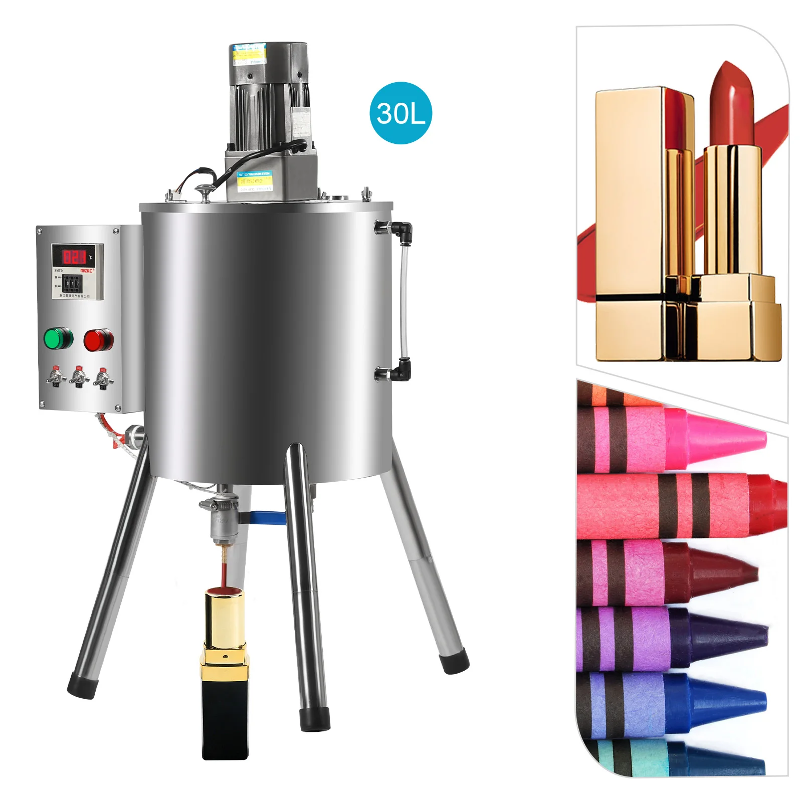 

30L Stirring Tank Lipstick Paste Filler, Lipstick-filling Machine Heating Mixing for Dissolving Filling Creams and Liquids