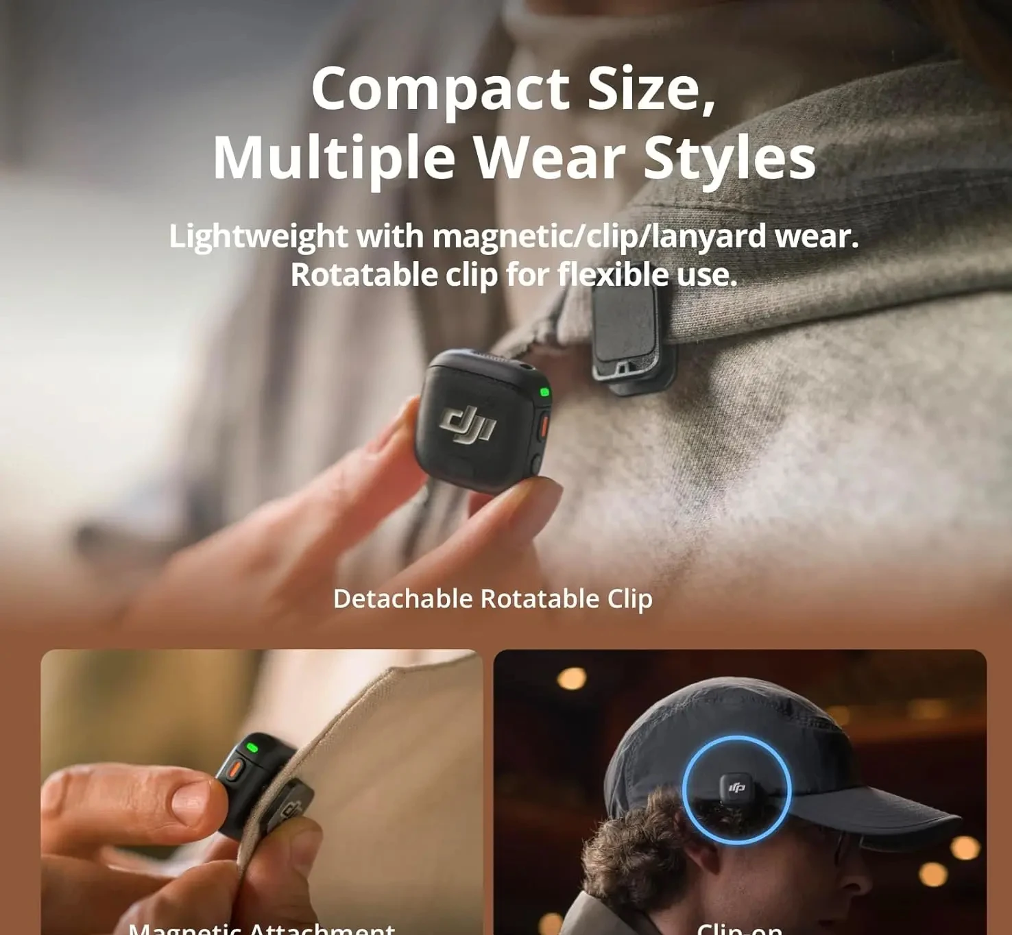 DJI Mic 3 Micrófono Lavalier inalámbrico ultraligero Tiempo y velocidad extendidos Carga m Transmisión Cancelación de ruido Transmisión Vlog 6