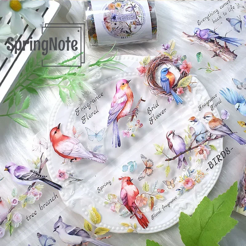 

2 м/рулон птицы и аромат цветов ПЭТ-лента маскирующая лента для наклеек Скрапбукинг журнал изготовление карточек канцелярские принадлежности