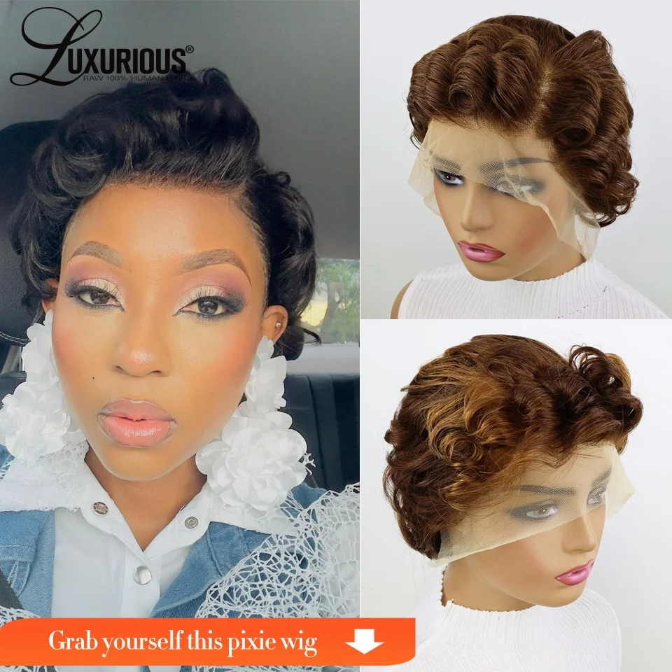 

Парик Pixie Wave Bob из натуральных волос, улучшенная модель 13x4 с кружевной передней частью, для женщин, короткий кудрявый парик боб, с мелированием блонд, по акционной цене.