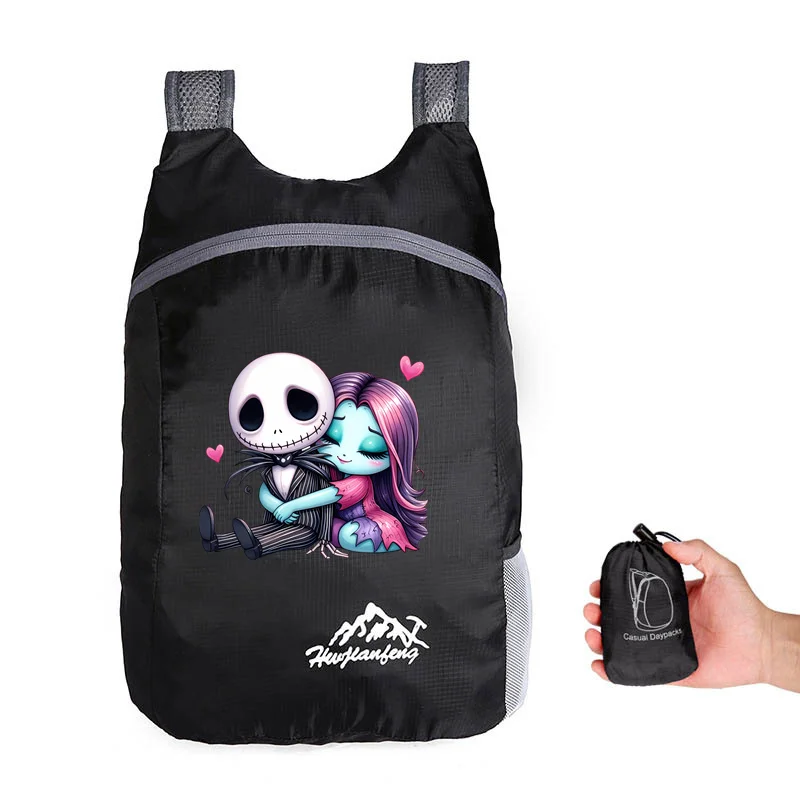 Disney\'s The Nightmare Before Christmas Jack Sally Outdoor Folding Backpack Waterproof Sports Bag for Camping Hiking Travel 2024