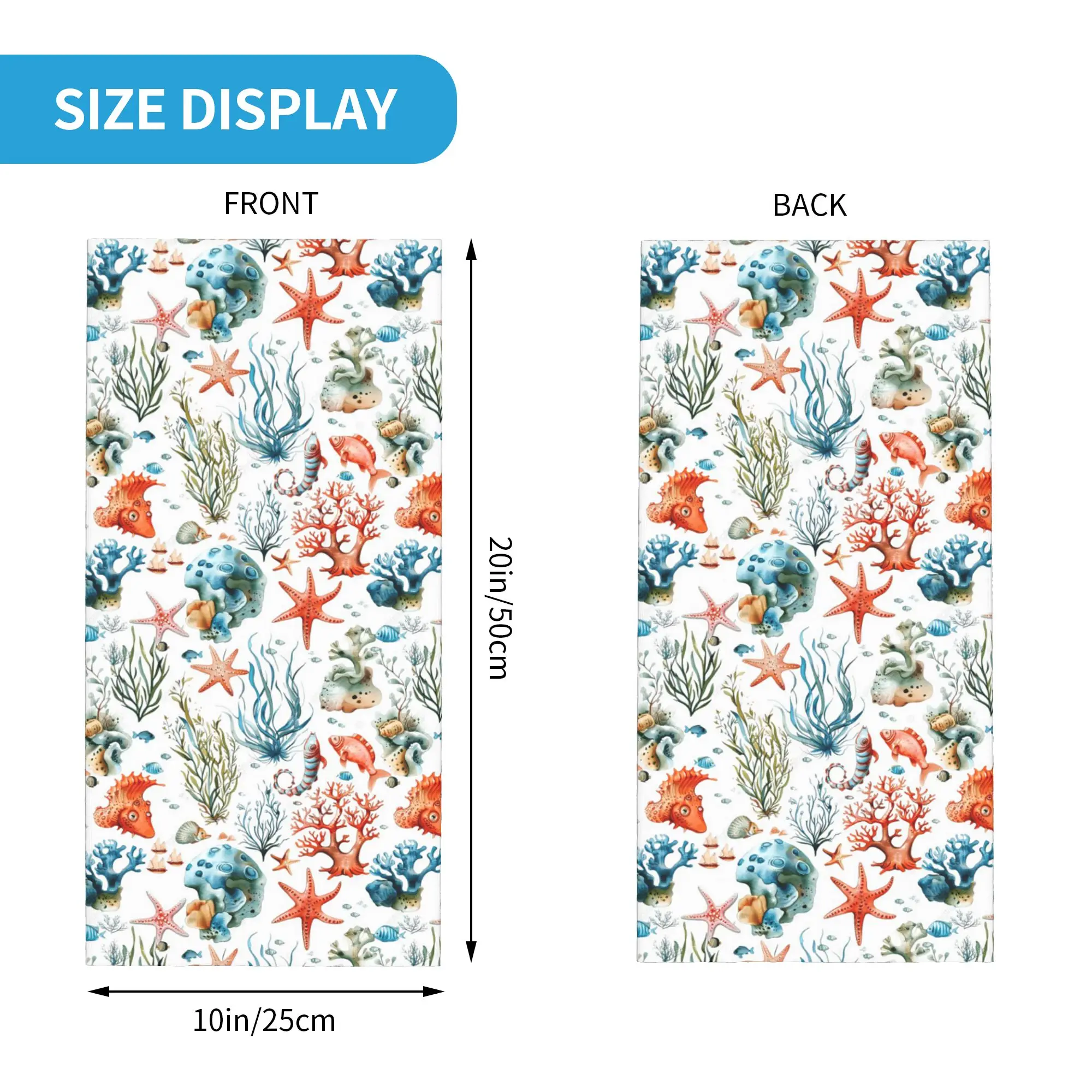Ocean Watercolor Beach Bandana Neck Cover Printed Mask Scarf Balaclava Running Unisex Adult Washable
