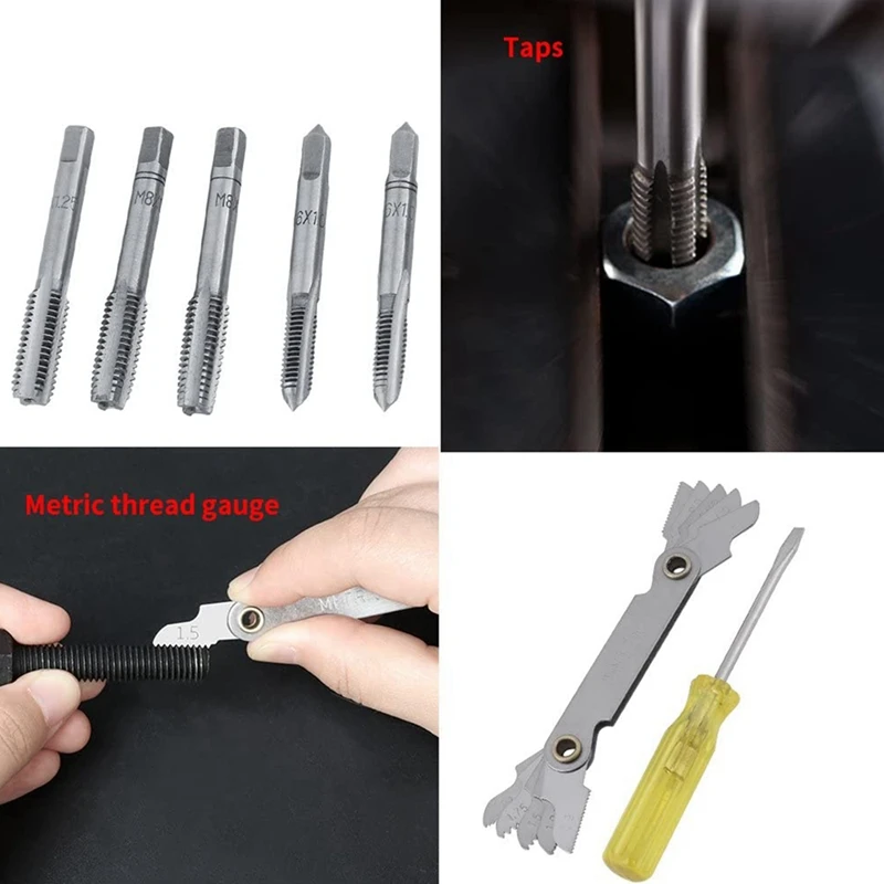 32Pc M3-M12 Metric Tap And Die Set Manual Tapping Tool Thread Tap Die Wrench Set