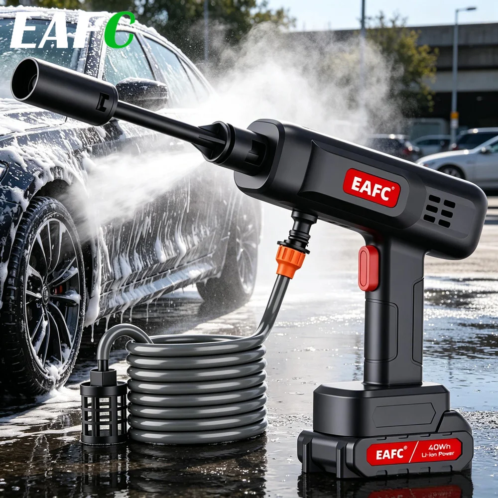 60 Bar Kabelloser Hochdruckreiniger, 600W Leistungsstarker Akku-Druckreiniger mit 20000mAh Li-Ionen-Akku, 4 Sprühmodi Tragbarer Reiniger für Autowäsche, Garten, Terrasse & Außenbereich-Tiefenreinigung