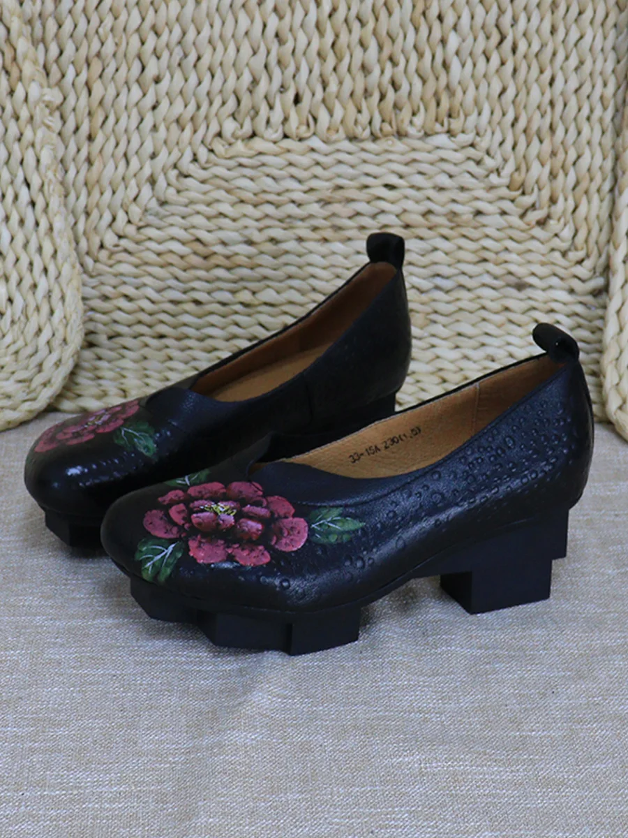 

Оригинальные женские туфли National Sle на тонком каблуке с цветочным узором и декором в виде цветочных бутонов, из натуральной кожи, модные туфли на плоской подошве.