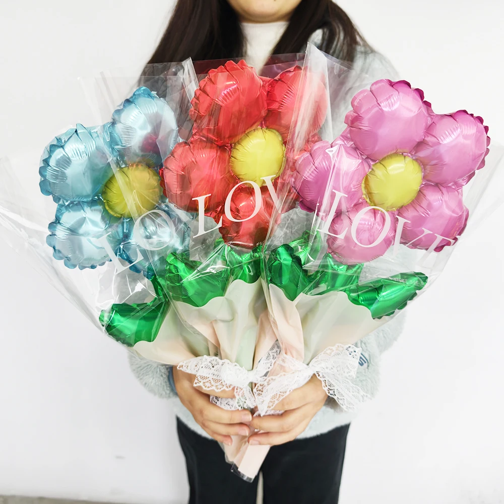 10/50/100 Stück Blumen-Folienballons 17×40cm Bunte Blumenförmige Ballons Muttertag Valentinstag Geburtstagsparty-Dekoration – Detail 4