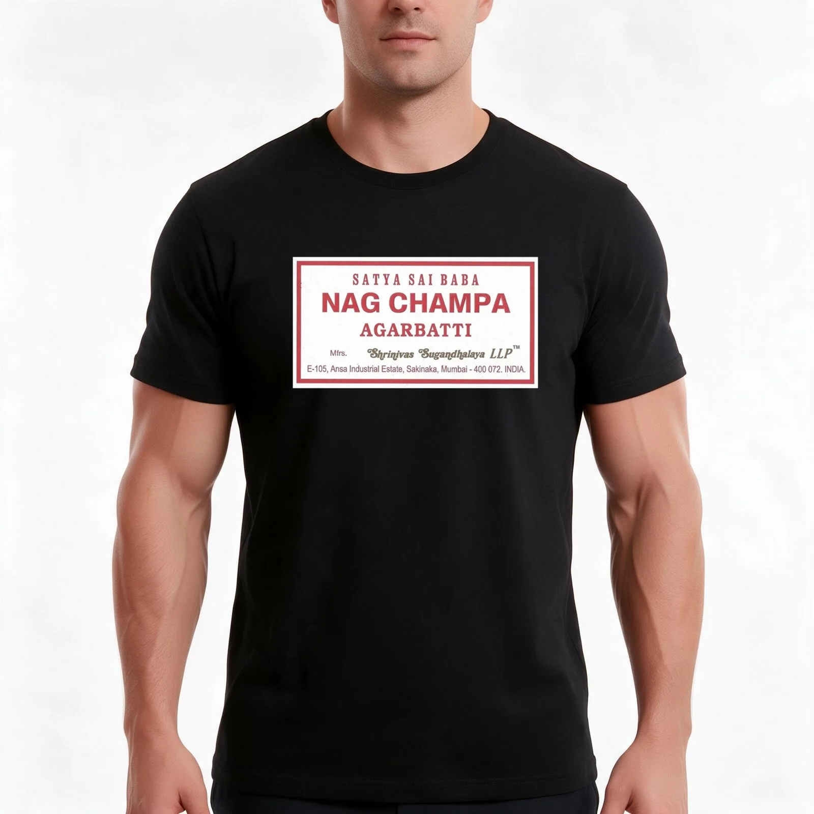 NAG CHAMPA INCENSE SATYA SAI BABA T-Shirt, Summer Casual Cotton Tee, Oversized Streetwear Tops, Vintage Graphic Print