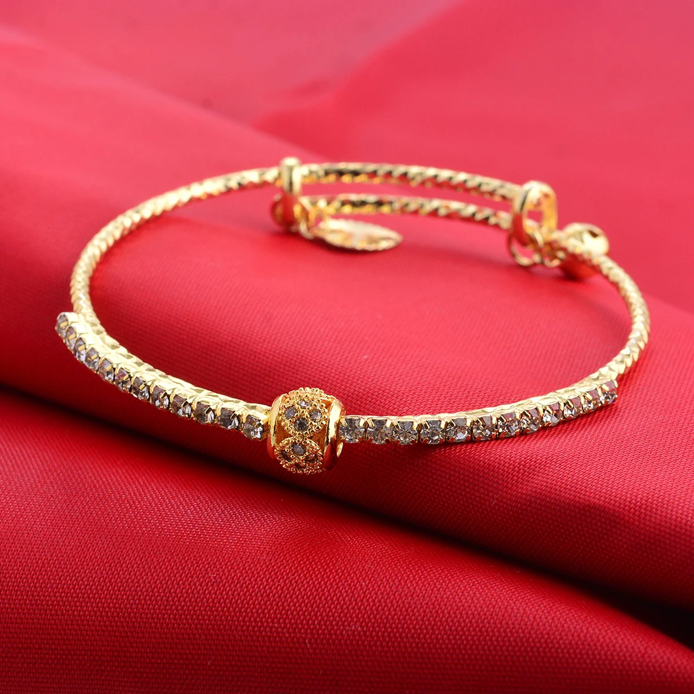Mosaic 1Pcs Dubai Arab Gold Color Baby Child Bracelet Bangles For Boy Girl Bride Bracelets Ethiopian/African/Dubai Jewelry gifts