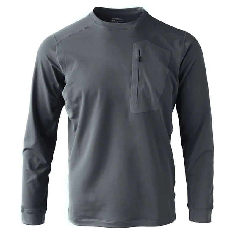 Quick Drying Long Sleeved Men's T-shirt High Elasticity O-neck Fleece Bottom Simple Versatile Sweat Wicking Breathable Cozy Top