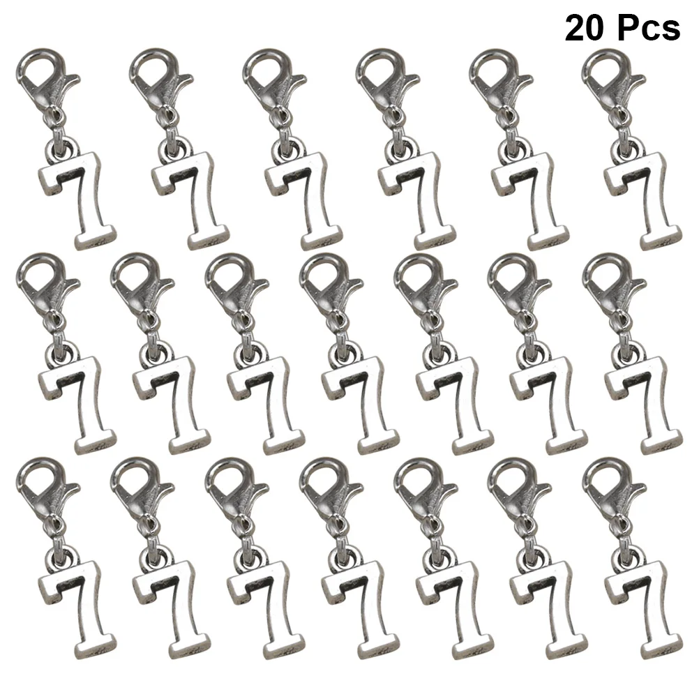 

20 Pcs Silver Lobster Buckle Earrings Jewelry Making Number Charm Pendant