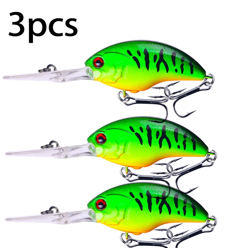 HENGJIA 11,7G 9CM Angelköder Rock Crank Bait Crankbait Minnow Bass Dreifachhaken Schwimmköder Wobbler mit Langer Großer Zunge