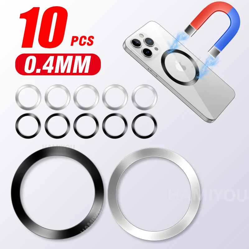 10-1pcs Self Adhesive Metal Ring Iron Sheet Sticker for Apple IPhone Case Magsafe Magnetic Wireless Charging Ring for IPhone 15