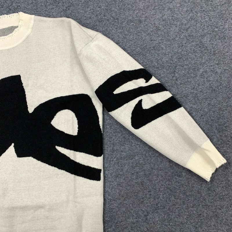 Y2K كسول المنزل موضة عادية أوروبا الولايات المتحدة طويلة الأكمام الجولة الرقبة سترة شتاء دافئ المرأة كنزة بمقاس كبير تريكو