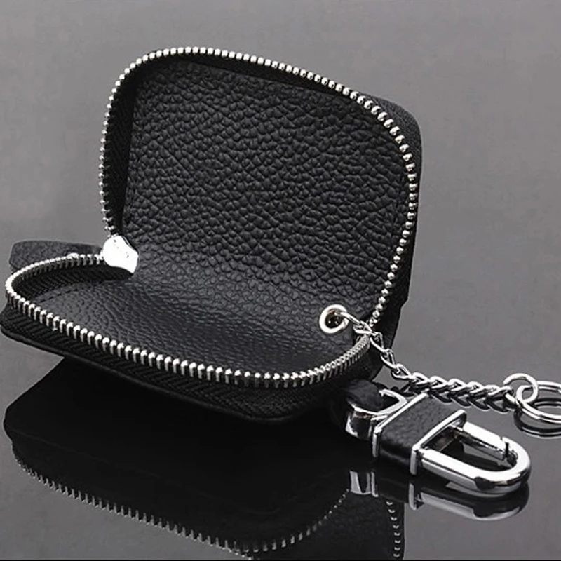 Leather Wallet Car Key Case Zipper Car Emblem Badge Keychain Bag for Chevrolet Cruze Aveo Lacetti Captiva Cruz Niva Spark Orlan image 3
