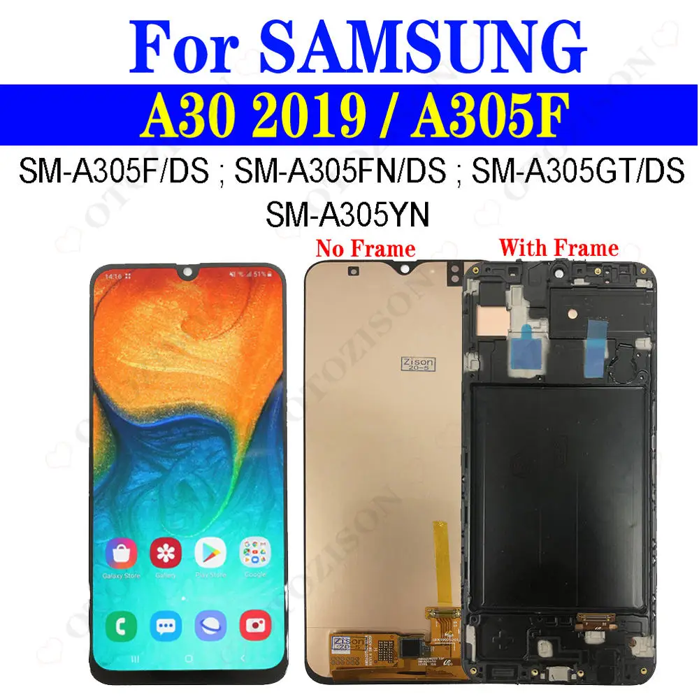 Incell A30 LCD For Samsung Galaxy A30 2019 LCD A305F LCD Display With Frame A305 A305FN A305GT Screen Touch Digitizer Assembly