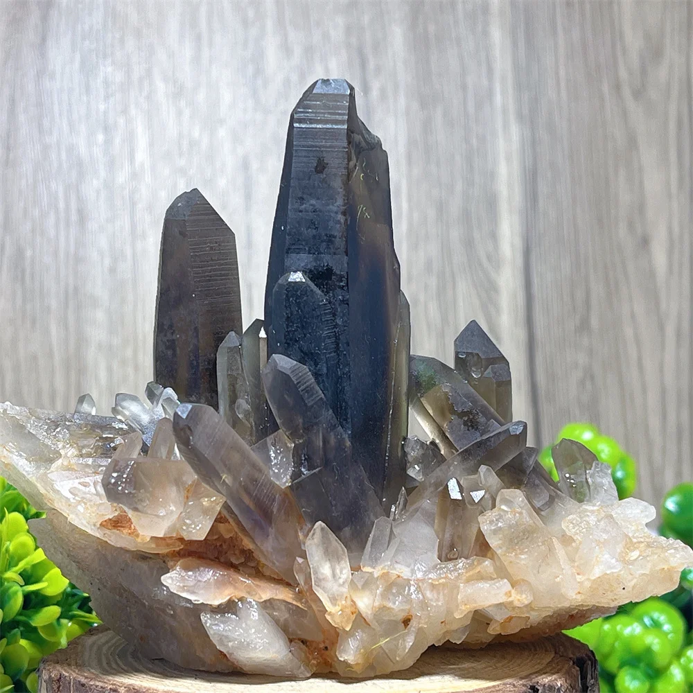 Black Quartz Cluster Specimen Natural Raw Healing Smokey Stone Mineral Reiki Primitive Home Restoration Decoration Gem Energy