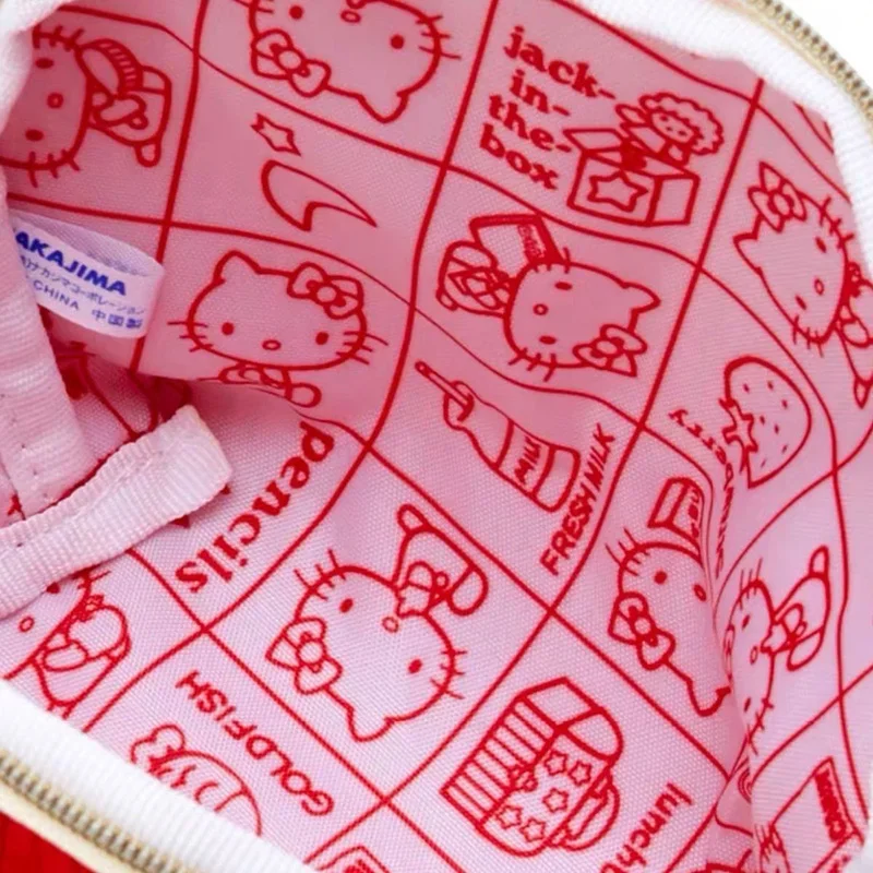 Sanrio Hello Kitty Borse Simpatico cartone animato Gatto Dolce Kawaii Cerniera Ricama Velluto a coste Piccola borsa per il trucco Borsa per il