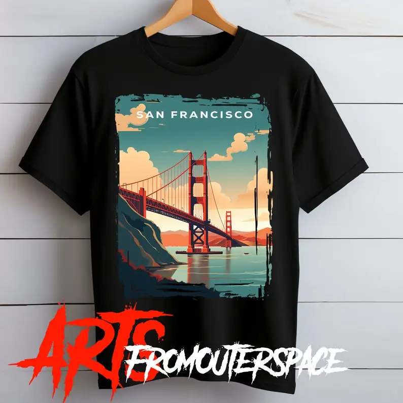 Unisex Travel Shirt San Francisco  Softstyle T-shirt  Travel Prints  Travel Arts  Retro Vintage Tee