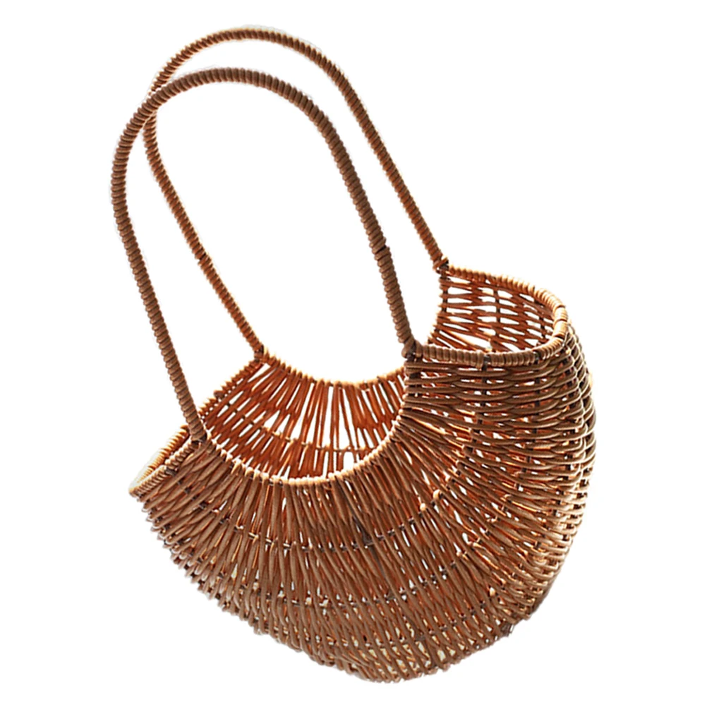

Imitation Rattan Fruit Basket Small Size H Woven Decorative Storage Wedding Home Flower Planting Desktop ganizer Photo Prop