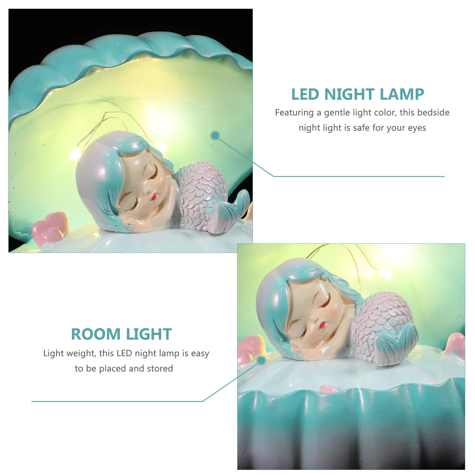 

Pearl Night Light Blue Cute Bedroom Ocean Decor Seashell LED Warm Glow Child Bathroom Creative Room Light