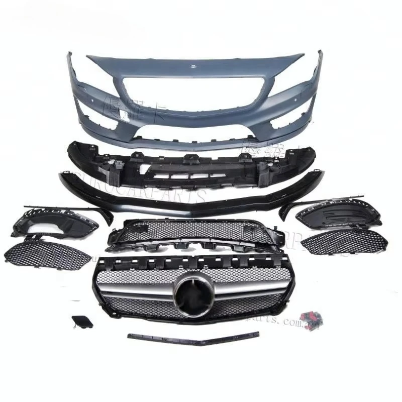 Car Body Kit CLA Class W117 to CLA45 2013-2018 Year Auto Tuning Parts Front Bumper Grille Rear Bumper Side Skirts
