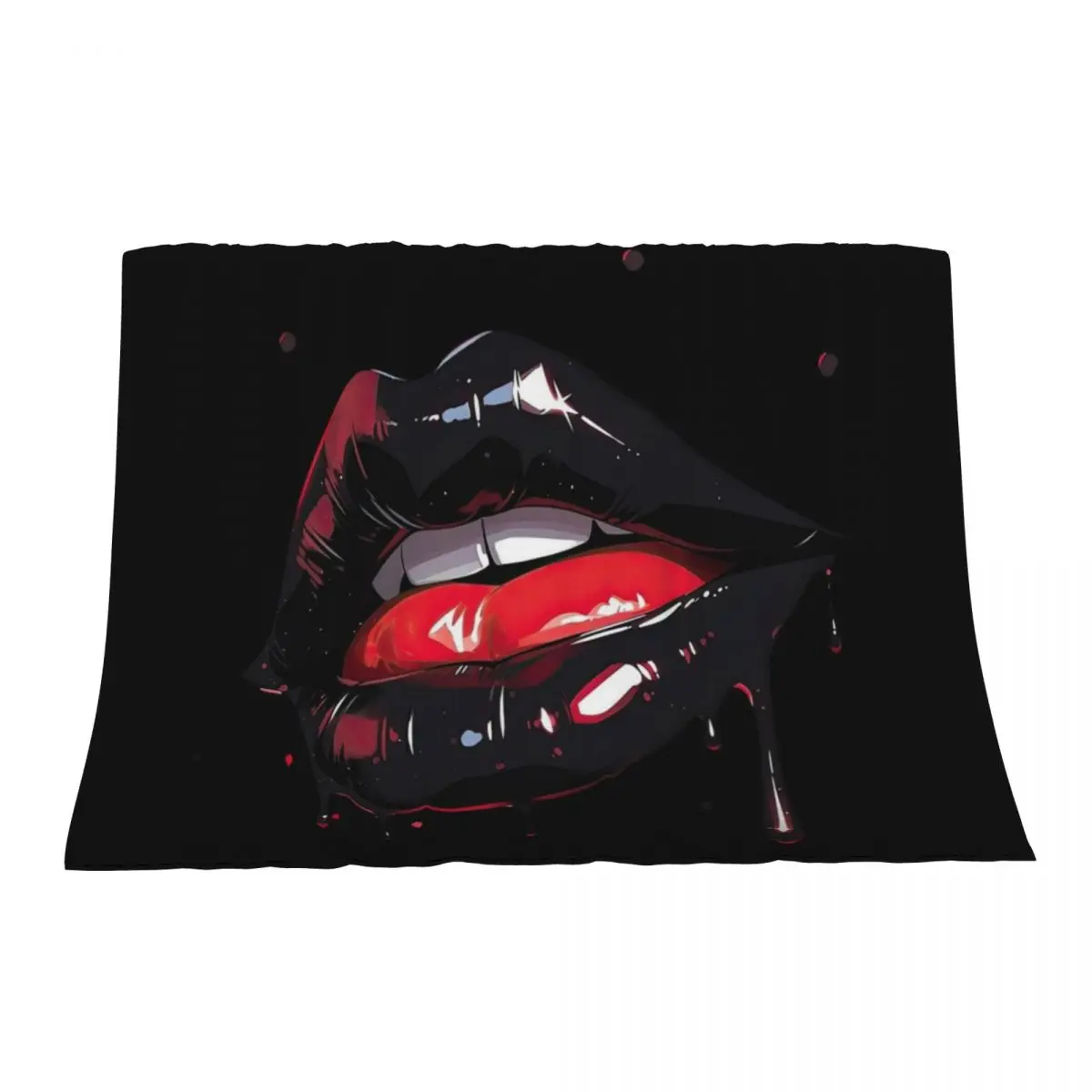 

Black dripping girl lip - erotic kissing mouth Throw Blanket wednesday Softest Retros Blankets