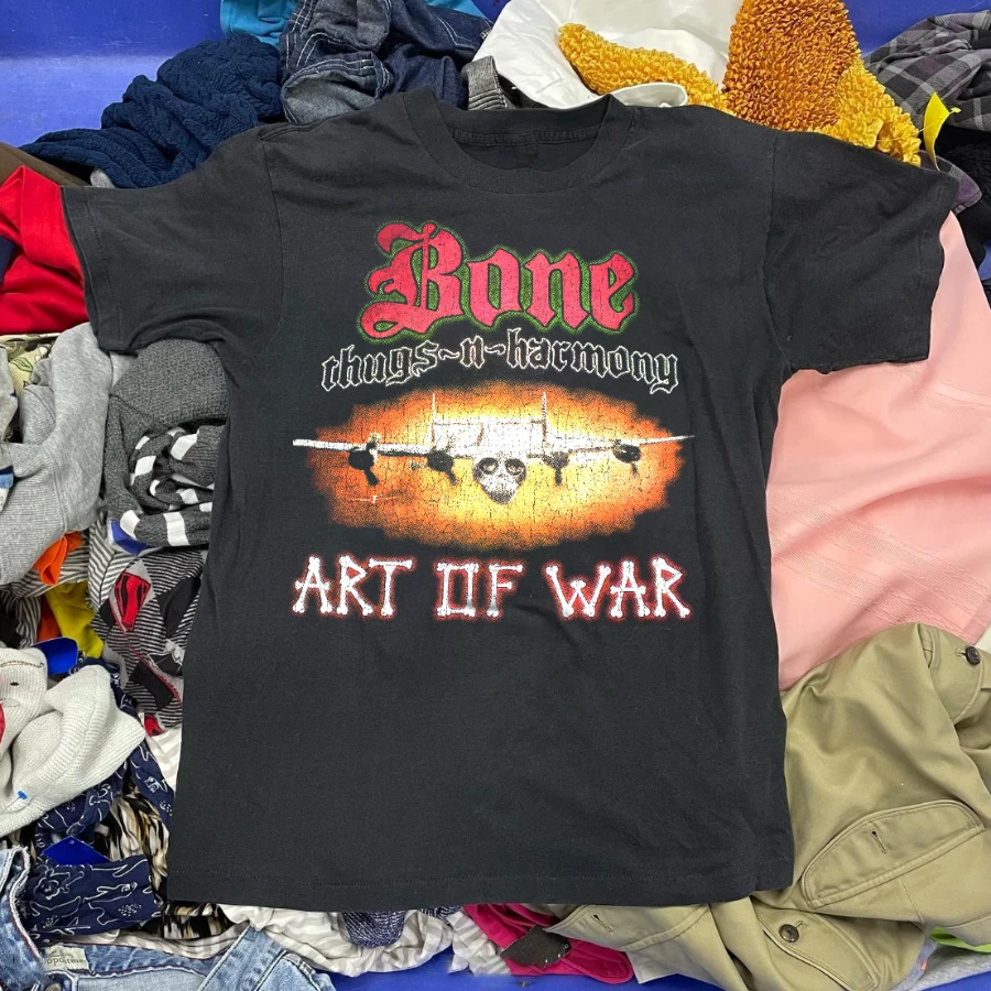 Bone Thugs N Harmony Art OF War 1997 Tour - Vintage Washed Black Tshirt Y2K Style Underground Print Loose Fit Retro Grunge