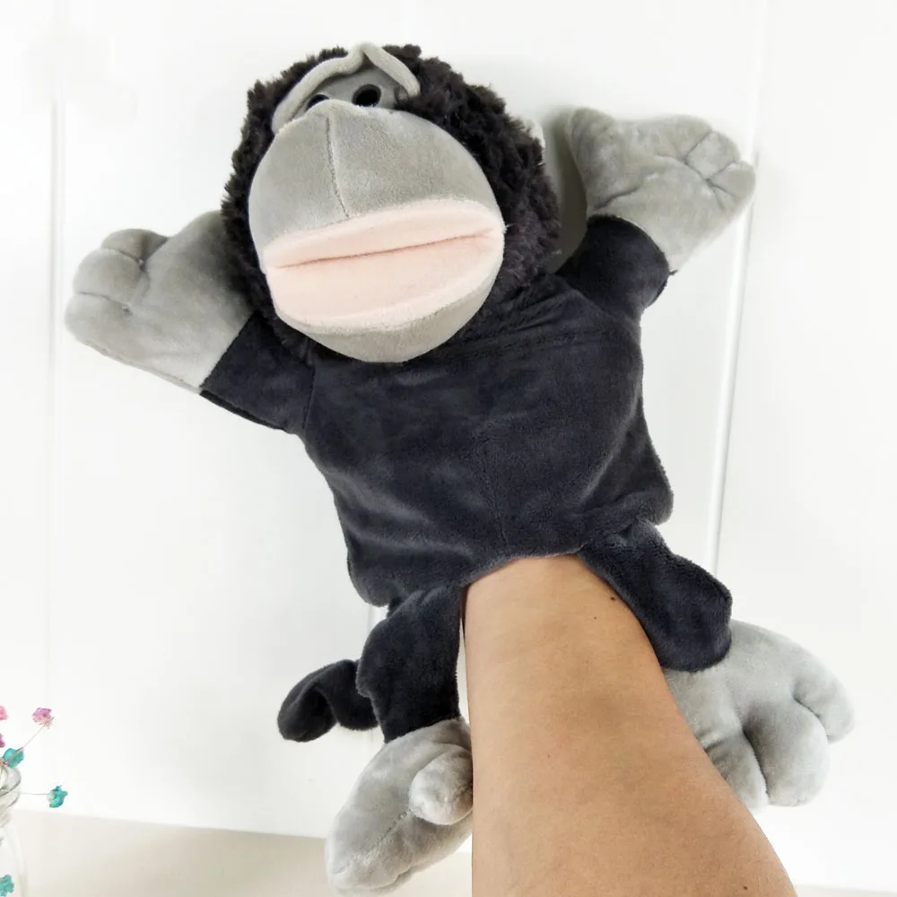 Fantoche de mão para bebê grande macaco gorila preto brinquedo de pelúcia