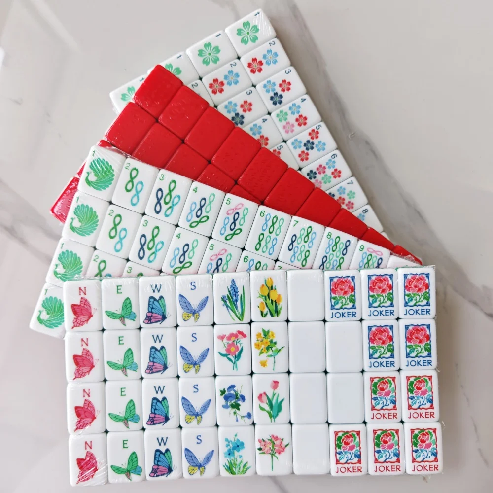 Acrylic American Mahjong Tile 160 Tiles Carved Mah Jongg for Hand Shuffle Classic Table Game for Adults Game Night Social Club